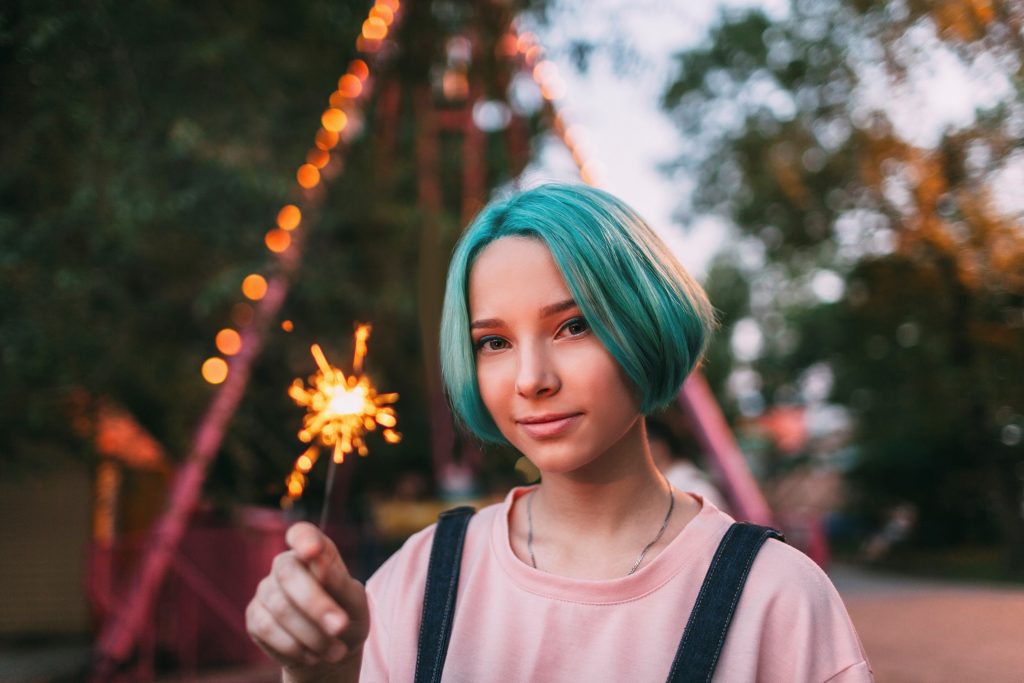 LGBT+_young girl with sparkler